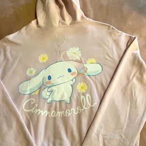 Hello Kitty Cinnamoroll pale light pink crop hoodie